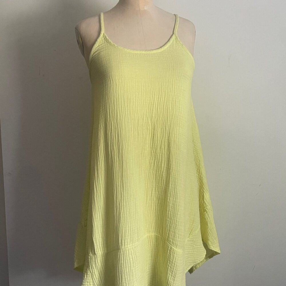 Light Yellow Textured A-Line Tank Dress